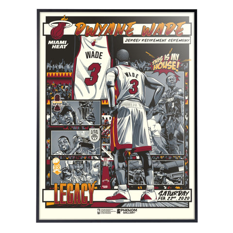 Phenom Gallery Miami Heat Dwyane Wade Legacy - Retired Number Limited Edition Deluxe Framed Serigraph