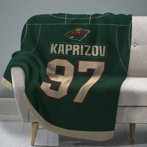 Sleep Squad Minnesota Wild Kirill Kaprizov 60” x 80” Plush Jersey Blanket